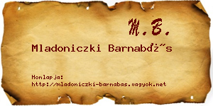 Mladoniczki Barnabás névjegykártya